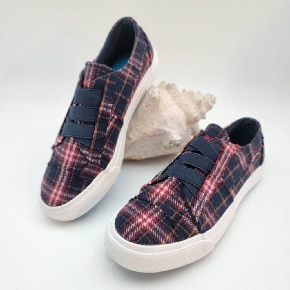 BUY ONE GET ONE FREE Blowfish Marley Slip-On Comfort Sneakers Navy Plaid